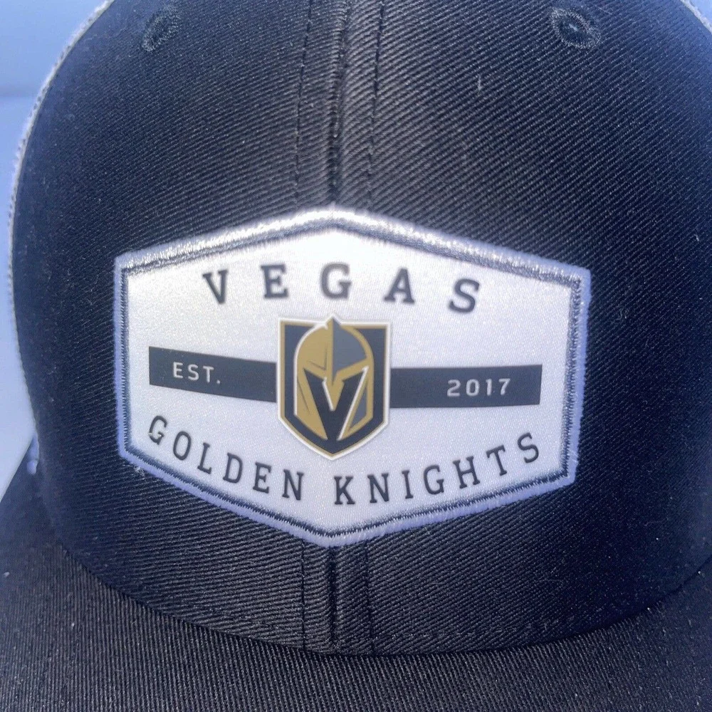 Vegas Golden Knights NHL '47 Brand Black Adjustable SnapBack Back Hat White Mess - Picture 4 of 11